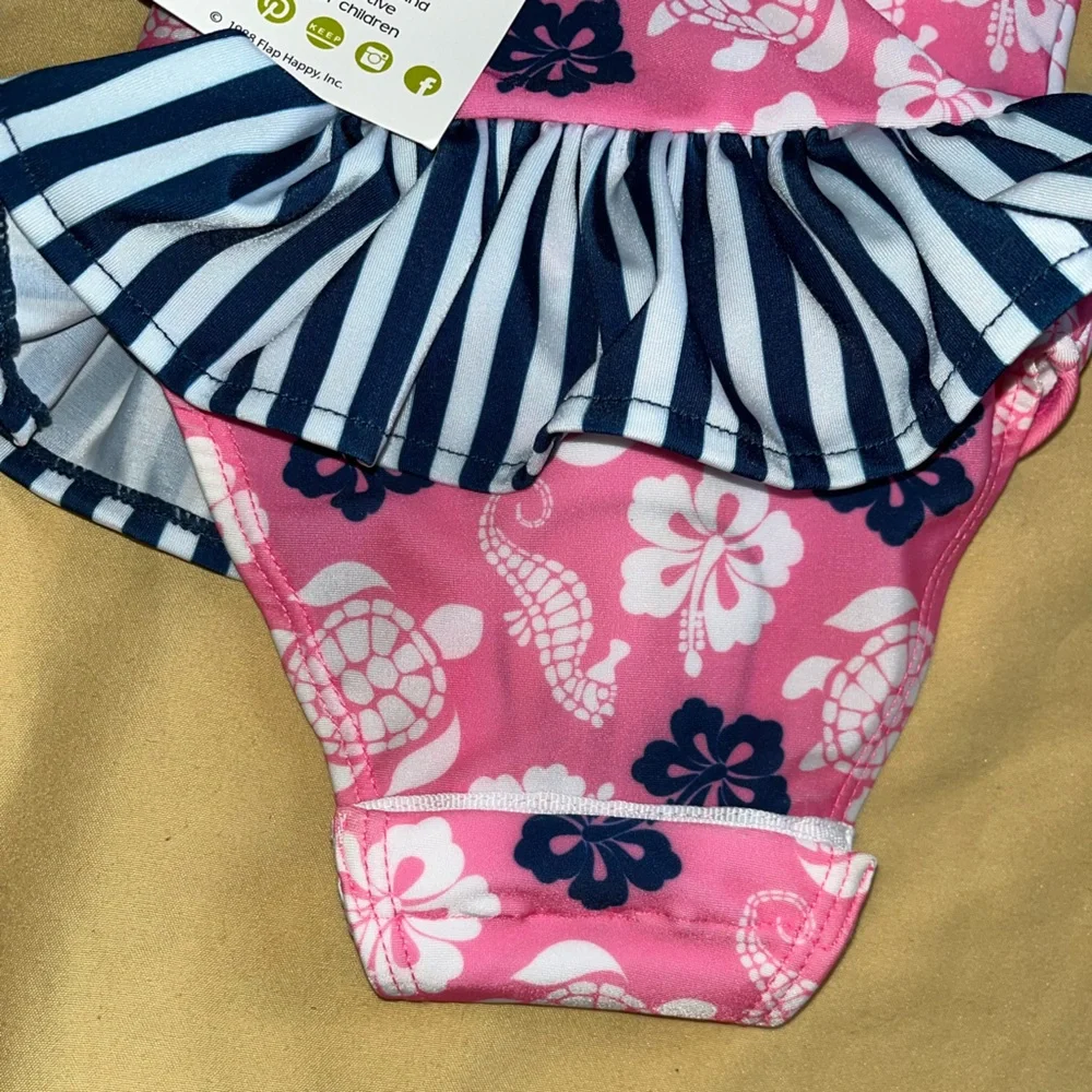 Flap Happy Kids UV 50 NWT Pink Ruffle Swimsuit Size 12M